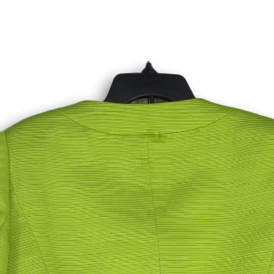 Womens Lime Green Long Sleeve Flap Pocket Crop Three Button Blazer Size 16P image number 4
