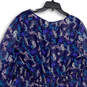 NWT Womens Blue Floral Round Neck Long Sleeve Back Zip Blouson Dress Sz 10 image number 4