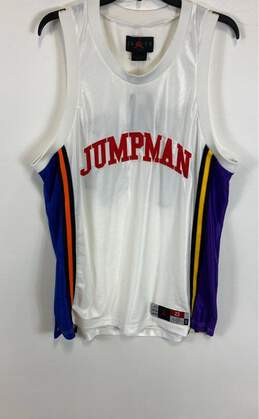 NWT Jordan Mens White Jumpman Sport DNA Basketball Pullover Jersey Size Large