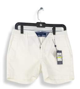 NWT Mens White Flat Front Slash Pockets Casual Chino Shorts Size 4
