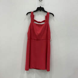 Womens Red Sleeveless Square Neck Back Zip Classic Mini Dress Size 12