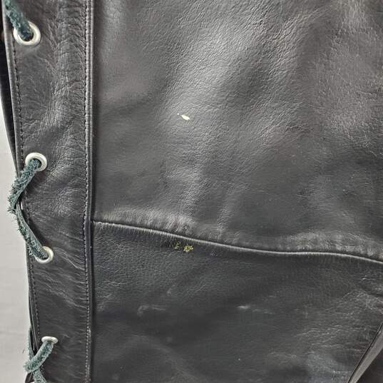 Unbranded Men Black Lace Leather Vest Jacket 3XL NWT image number 5