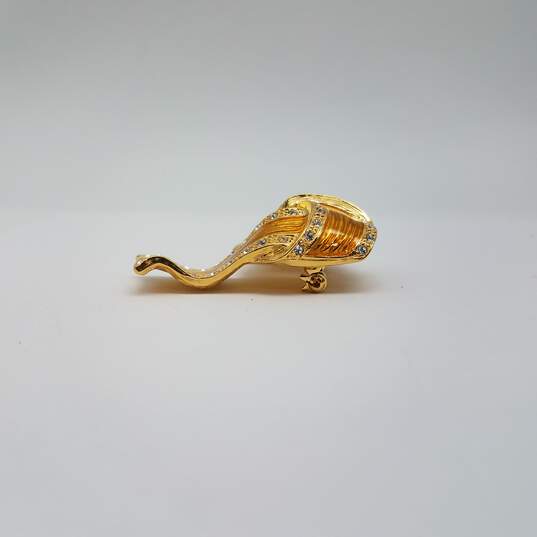 Camrose & Kross Gold Tone Crystal Replica Jacqueline B Kennedy Brooch 18.2g w/COA image number 3