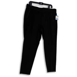 NWT Womens Black Flat Front Pockets Elastic Waist Slim Ankle Pants Size XL