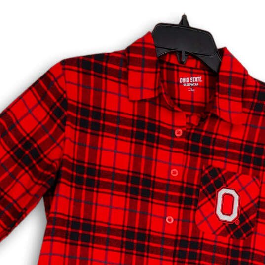 NWT Womens Red Black Plaid Collared Pocket Long Sleeve Sleepshirt Size S image number 3