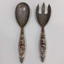 Vintage Godinger Silver Art Grape Collector Silver-plate Spoon & Fork Grape/Red