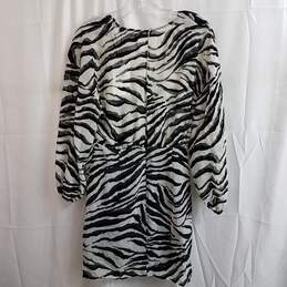 ZARA Women's Zebra Print Black/White Chiffon Mini Dress Size S alternative image