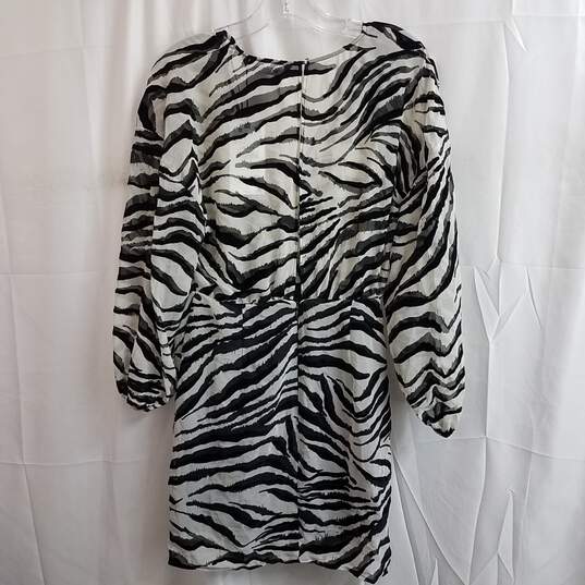 ZARA Women's Zebra Print Black/White Chiffon Mini Dress Size S image number 2