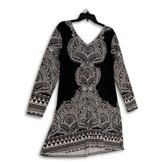 NWT Womens Black White Paisley V-Neck Classic Pullover Shift Dress Size XL image number 2