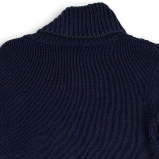 Lands' End Womens Navy Blue Knitted Turtleneck Long Sleeve Pullover Sweater Sz M image number 4