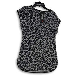 NWT Womens Black Gray Animal Print Sleeveless Pullover Blouse Top Size S alternative image
