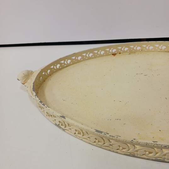 Off-White Painted Steel Oval Vanity Tray image number 3