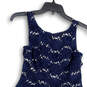 Womens Blue Floral Sequin Pleated Front Sleeveless Fit & Flare Dress Size 9 image number 3