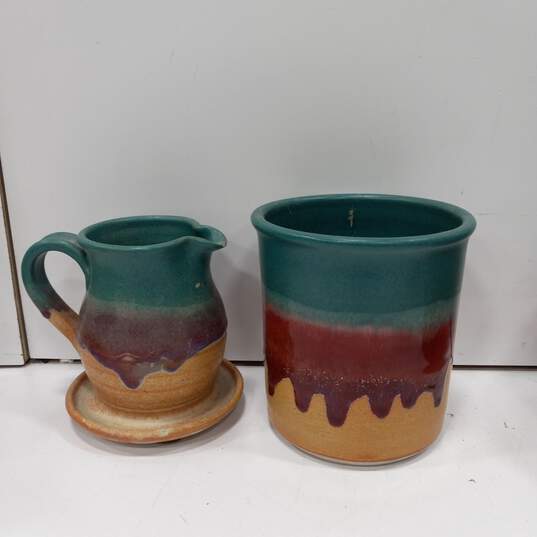 6pc. Handcrafted 3D Drip Glazed Pottery Bundle image number 2
