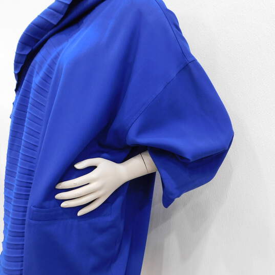 Gianni Versace Blue Wool Pleated Cloak Wrap Top image number 7