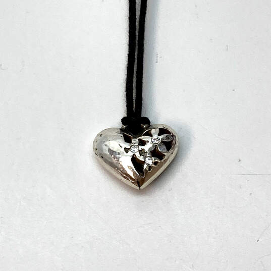 Designer Brighton Silver-Tone Puffy Heart Scroll Lobster Long Cord Necklace image number 2