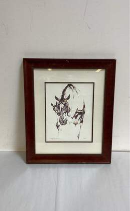 Peek - Print of Horse Portrait by Sarah Richards Signed. 2001 Matted & Framed
