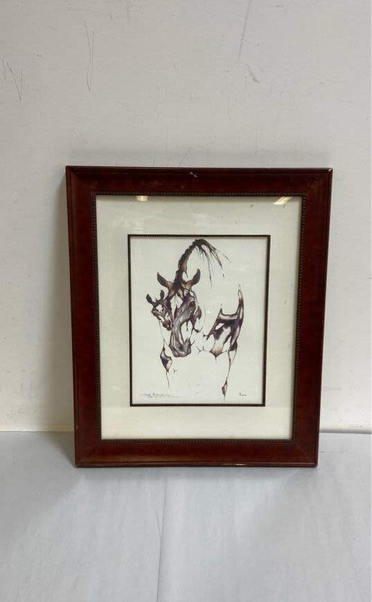Peek - Print of Horse Portrait by Sarah Richards Signed. 2001 Matted & Framed image number 1