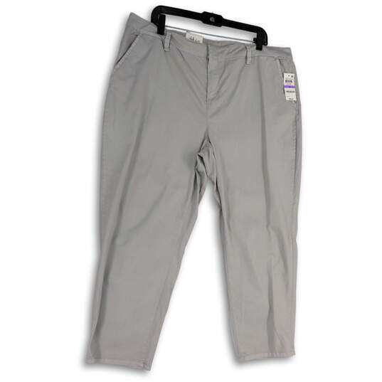 NWT Womens Gray Flat Front Slash Pocket Straight Leg Ankle Pants Size 18 image number 1