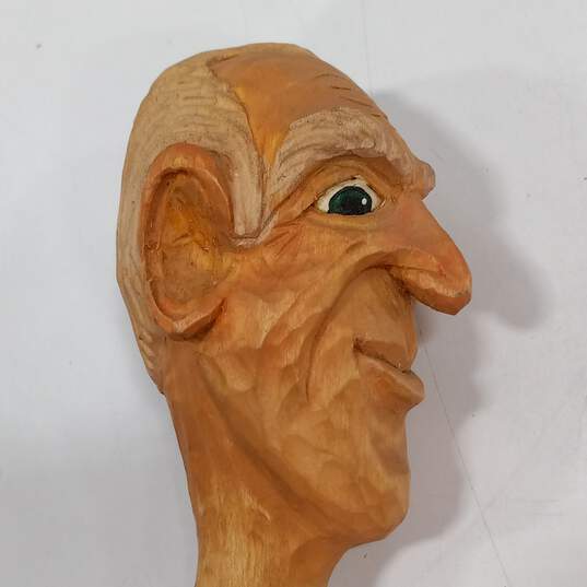 Hand Carved Wooden Man's Head Bottle Stopper image number 5