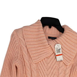 NWT Womens Pink Collared Long Sleeve Ribbed Knit Pullover Sweater Size XS