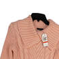 NWT Womens Pink Collared Long Sleeve Ribbed Knit Pullover Sweater Size XS image number 1