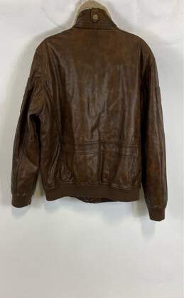 NWT Tommy Hilfiger Mens Brown Leather Pockets Full Zip Bomber Jacket Size Medium alternative image