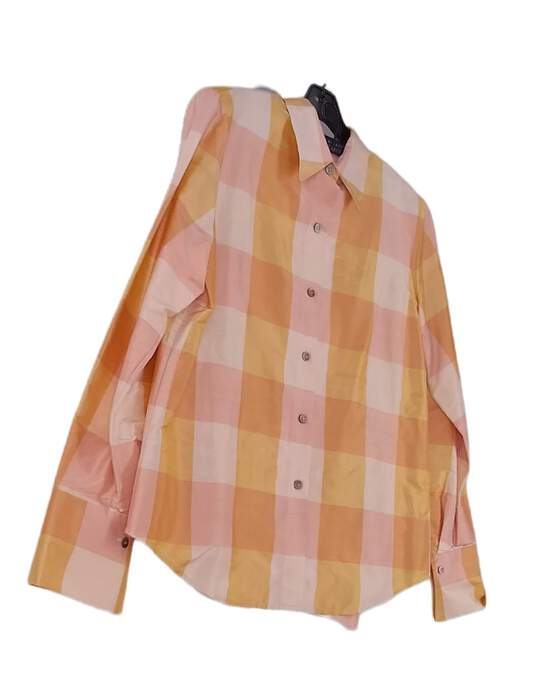 Linda Allard Womens Multicolor Plaid Long Sleeve Formalwear Dress Shirt Size 14 image number 3