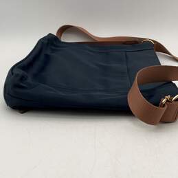 Calvin Klein Womens Navy Blue Brown Adjustable Strap Zipper Crossbody Bag Purse