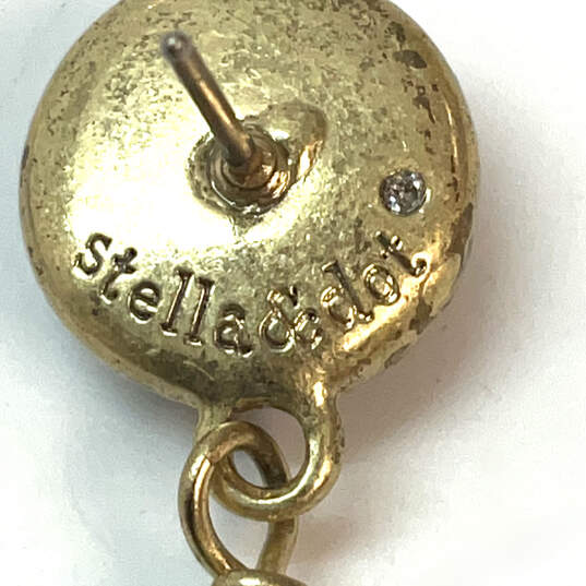 Designer Stella & Dot Gold-Tone Classic Black Beaded Tassel Dangle Earrings image number 4