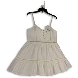 NWT Womens White V-Neck Sleeveless Spaghetti Strap Fit & Flare Dress Size S