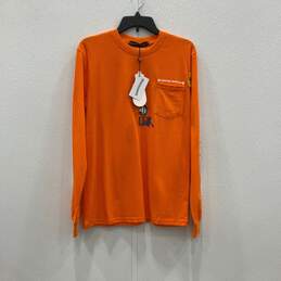 NWT Chrome Hearts Mens Orange Graphic Print Long Sleeve Pullover T-Shirt Size M