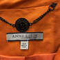 NWT Womens Orange Long Sleeve Pockets Button Front Peplum Blazer Size 14 image number 4