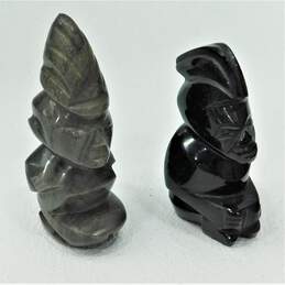 Aztec Mayan Carved Gold Obsidian Figures
