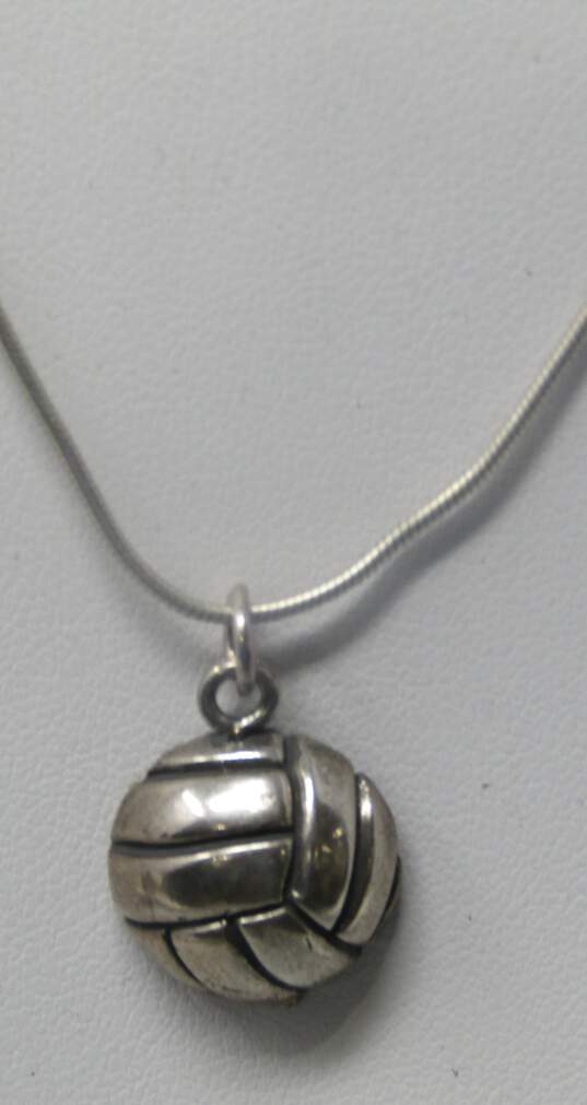 Sterling Silver Fashion Volleyball Necklace image number 2