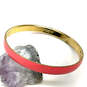 Designer J. Crew Gold-Tone Pink Enamel Round Shape Bangle Bracelet image number 1