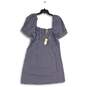 NWT Womens Blue White Check Short Sleeve Square Neck Mini Dress Size Large image number 1