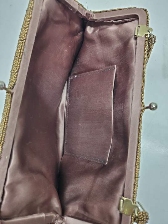 Vintage Copper Beaded Handbag with Pocket Mirror image number 4