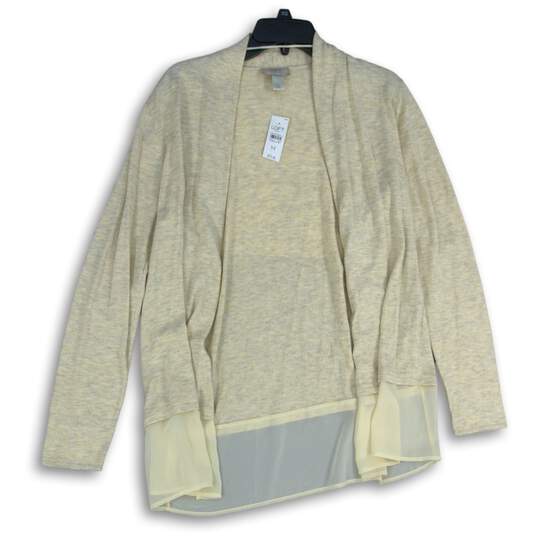 NWT LOFT Womens Beige Long Sleeve Open Front Cardigan Sweater Size Medium image number 1