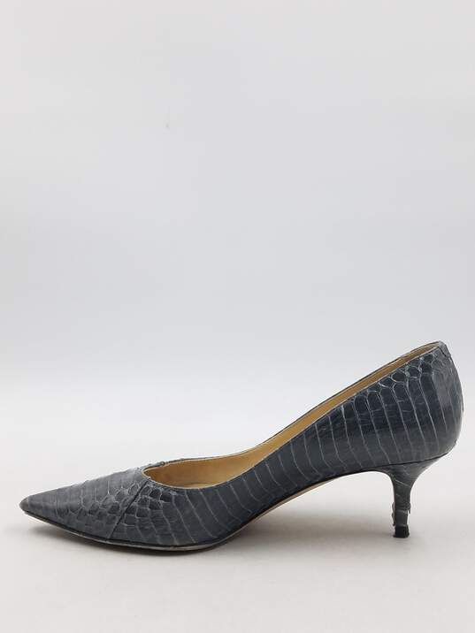 Authentic Jimmy Choo Gray Snakeskin Pumps W 6 image number 2