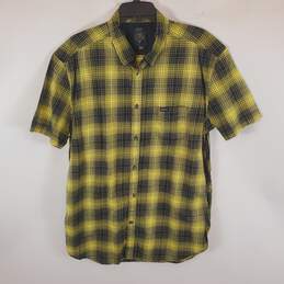 Diesel Men Black and Yellow Plaid Collared Shirt XXL