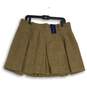 NWT Womens Brown Herringbone Pleated Side Zip Short A-Line Skirt Size 14 image number 1