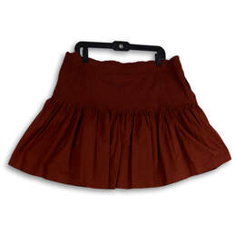Womens Brown Eula Pintucked Pleated Side Zip Mini Skirt Size X-Large