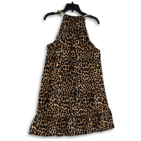 NWT Womens Black Brown Animal Print Halter Neck Pullover A-Line Dress Sz XL image number 2