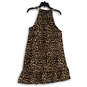 NWT Womens Black Brown Animal Print Halter Neck Pullover A-Line Dress Sz XL image number 2