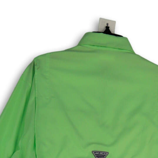 Mens Green Long Sleeve Pockets Collared PFG Fishing Button-Up Shirt Size S image number 4
