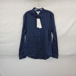 Calvin Klein Navy Blue Cotton Blend Button Up Shirt WM Size M NWT