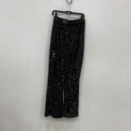 NWT Womens Black Sequin High Waisted Straight Leg Trouser Pants Size Small alternative image