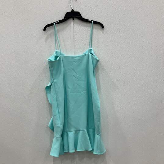 NWT Likely Womens Blue Ruffle Sweetheart Neck Side Zip Tank Mini Dress Size 12 image number 2