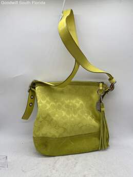 Coach Womens Lime Green Signature Pockets Adjustable Strap Crossbody Handbag alternative image